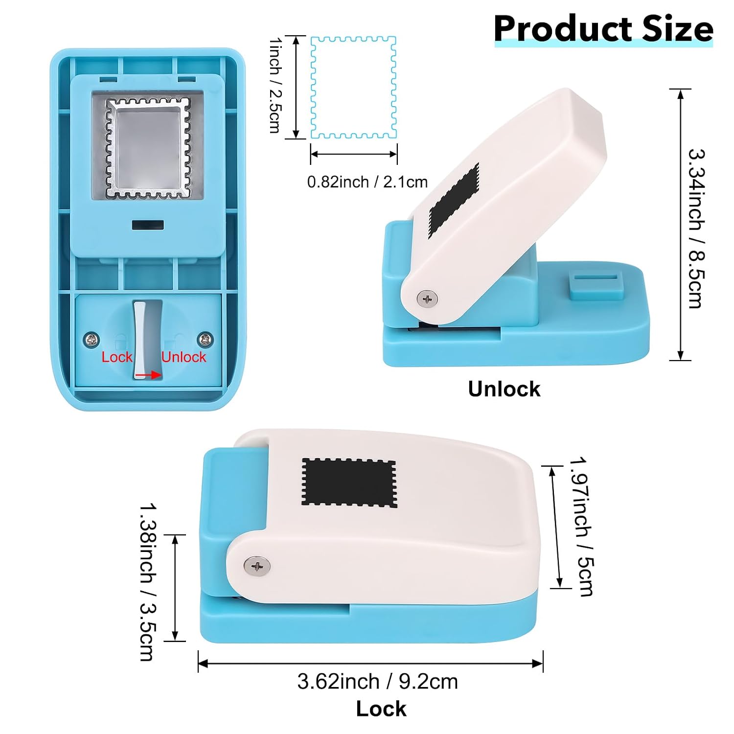 BAOFALI Stamp Punch. Stamp Puncher. 1X0.8inch Rectangular Postage Stamps Punches. Lever Paper Punches for Crafting.Craft Cutter Hole Puncher for Scrapbooking Journaling Card Making - Image 2